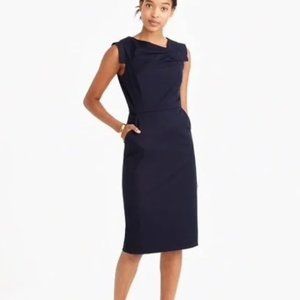 J CREW Navy Blue Sheath Cap Sleeve Dress - 2 TALL